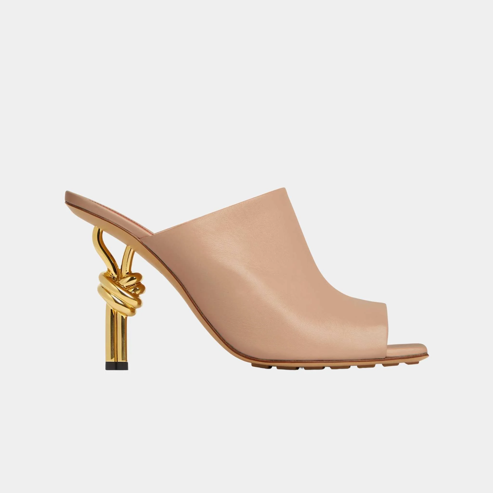 Knot High-Heel Mule Lambskin Gold Metal Knot Heel - Image 13
