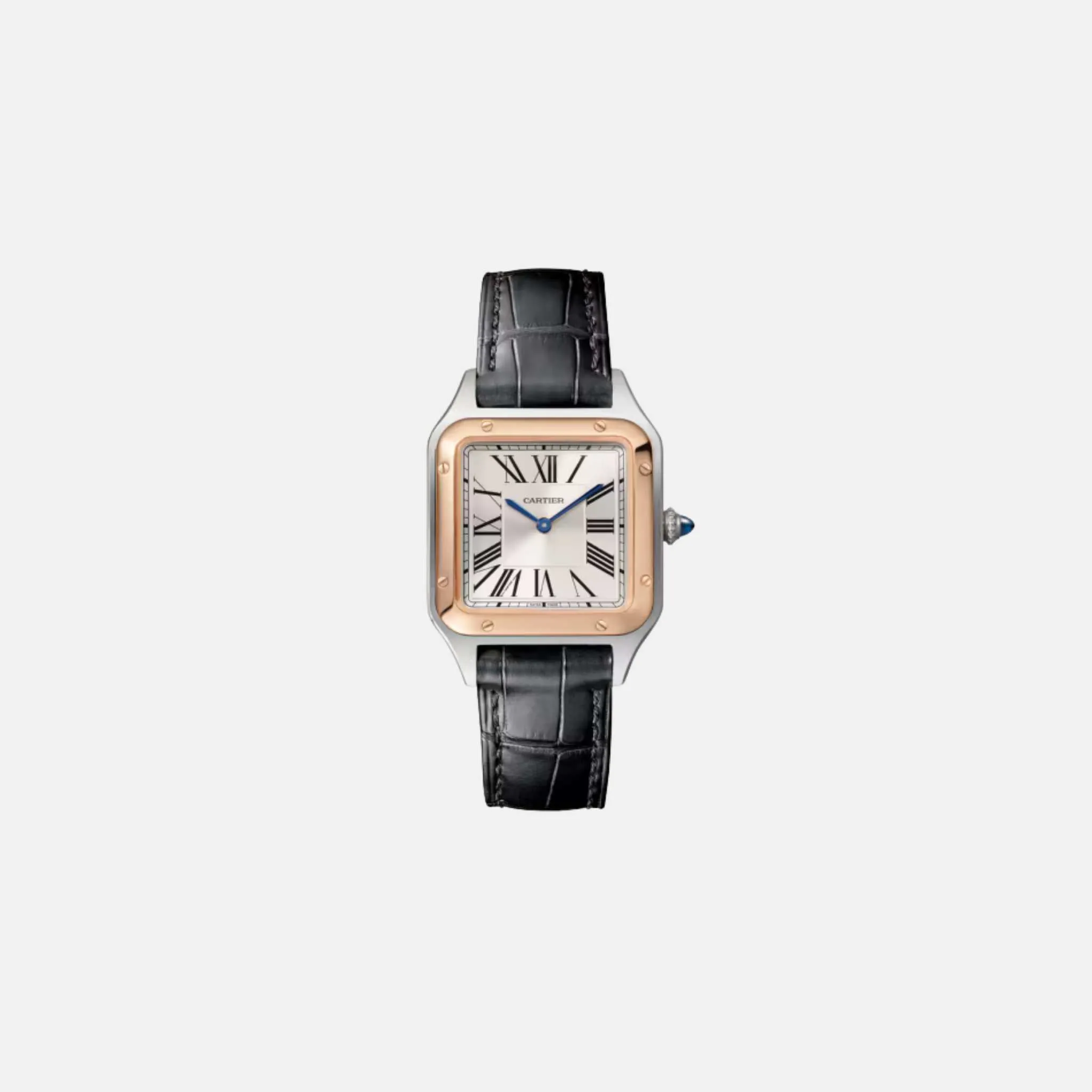 Santos Dumont Small Steel/Rose Gold - Leather 27.5mm W2SA0012