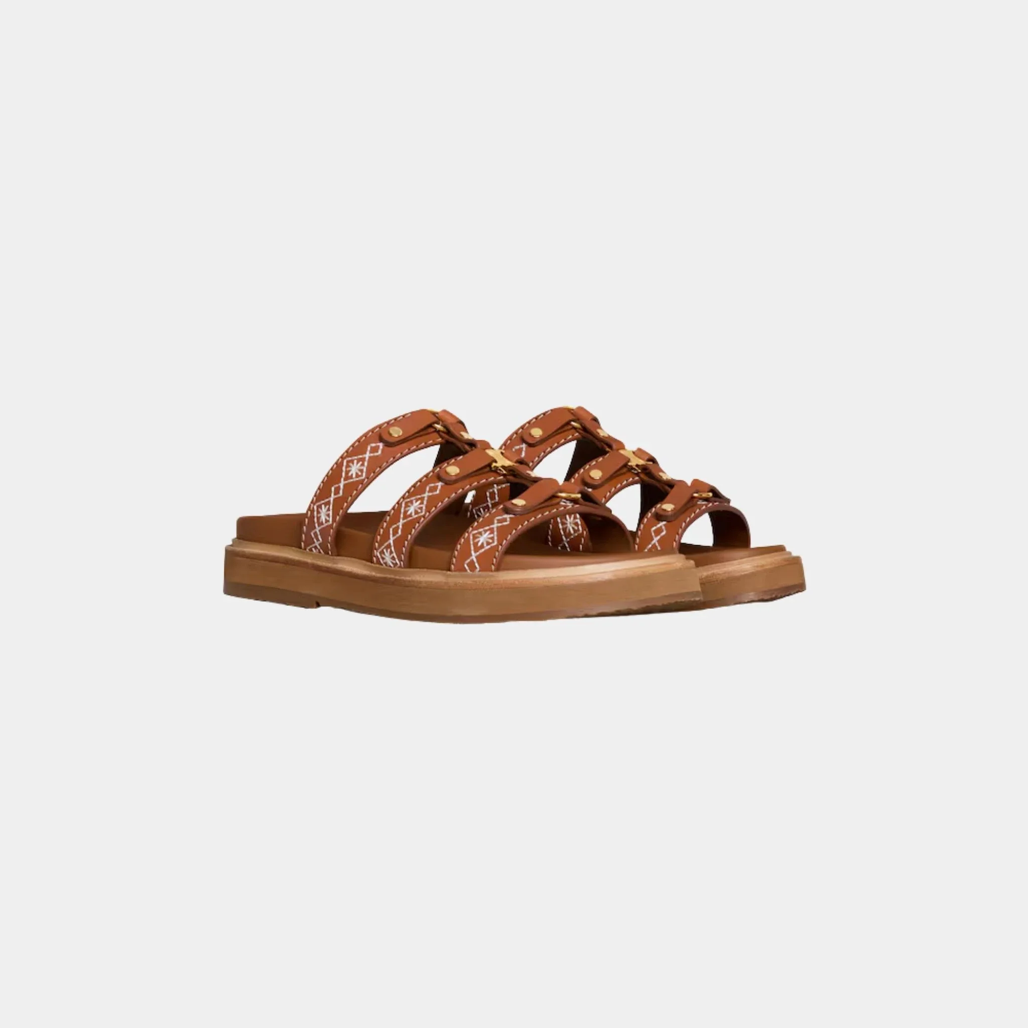 Celine Tippi Slide in Embroidered Calfskin - Image 2