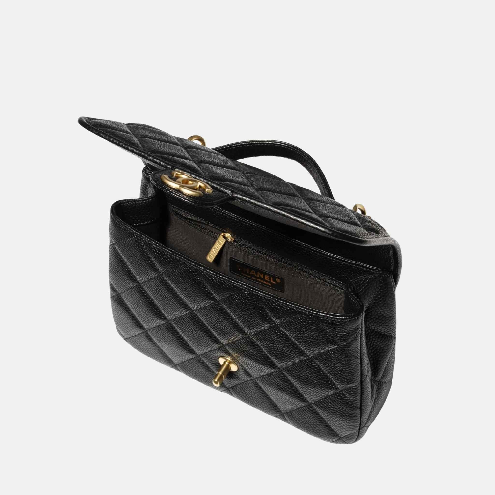 Backpack In Grained Shiny Calfskin And Gold Tone Metal - Image 2
