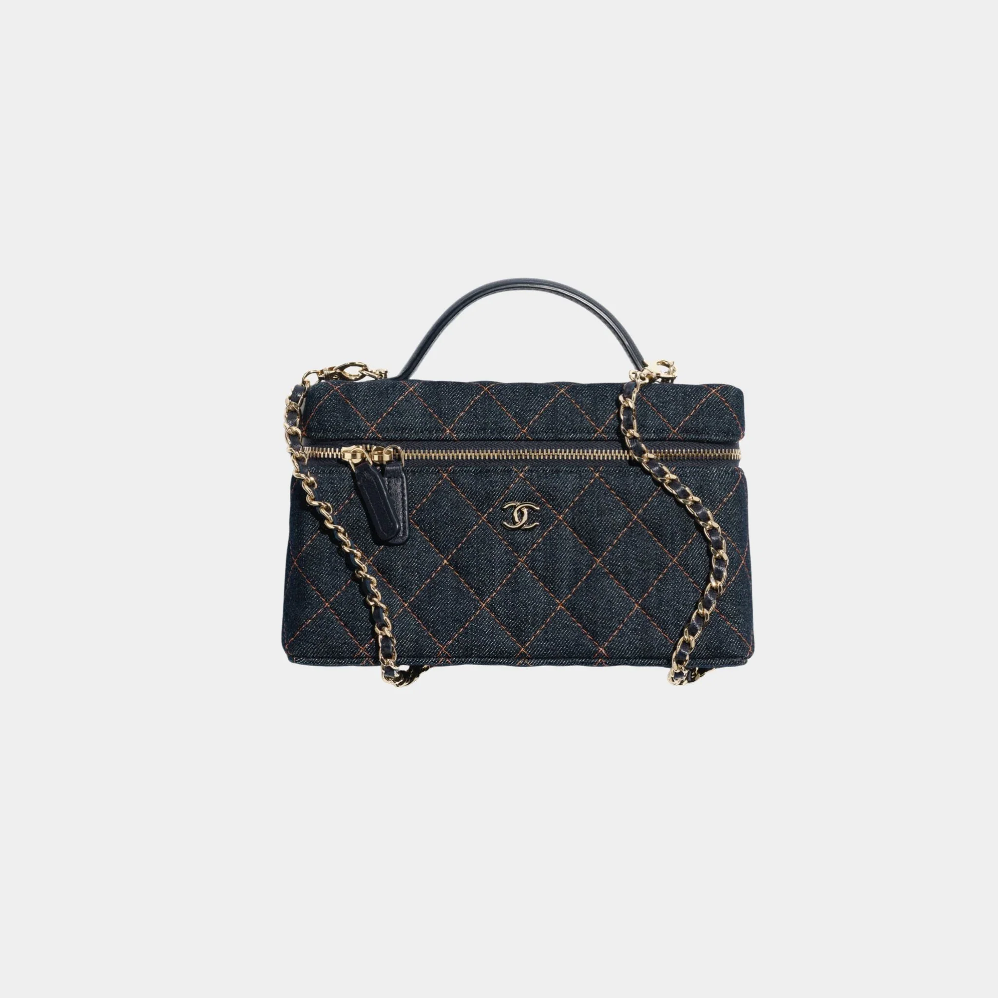 Classic Vanity With Chain Denim & Gold Metal