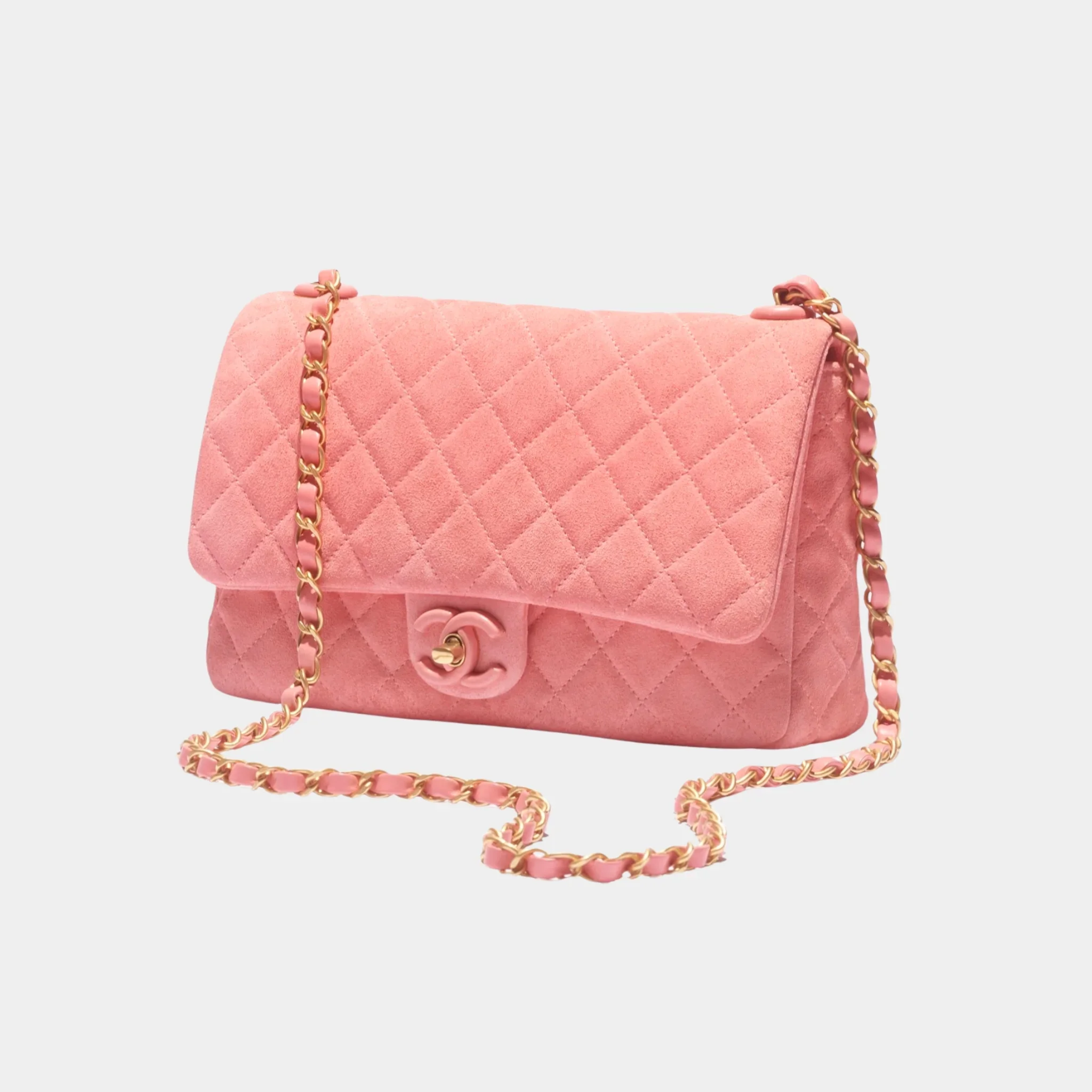Flap Bag Suede Calfskin, Lambskin & Gold-Tone Metal
