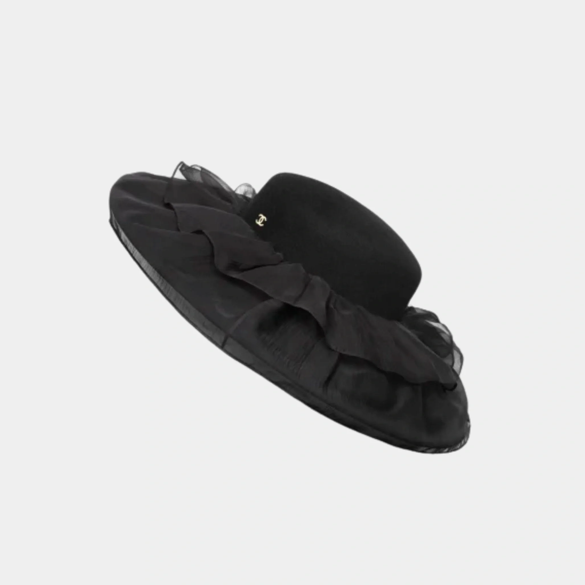 Hat Felt & Silk Chiffon Black