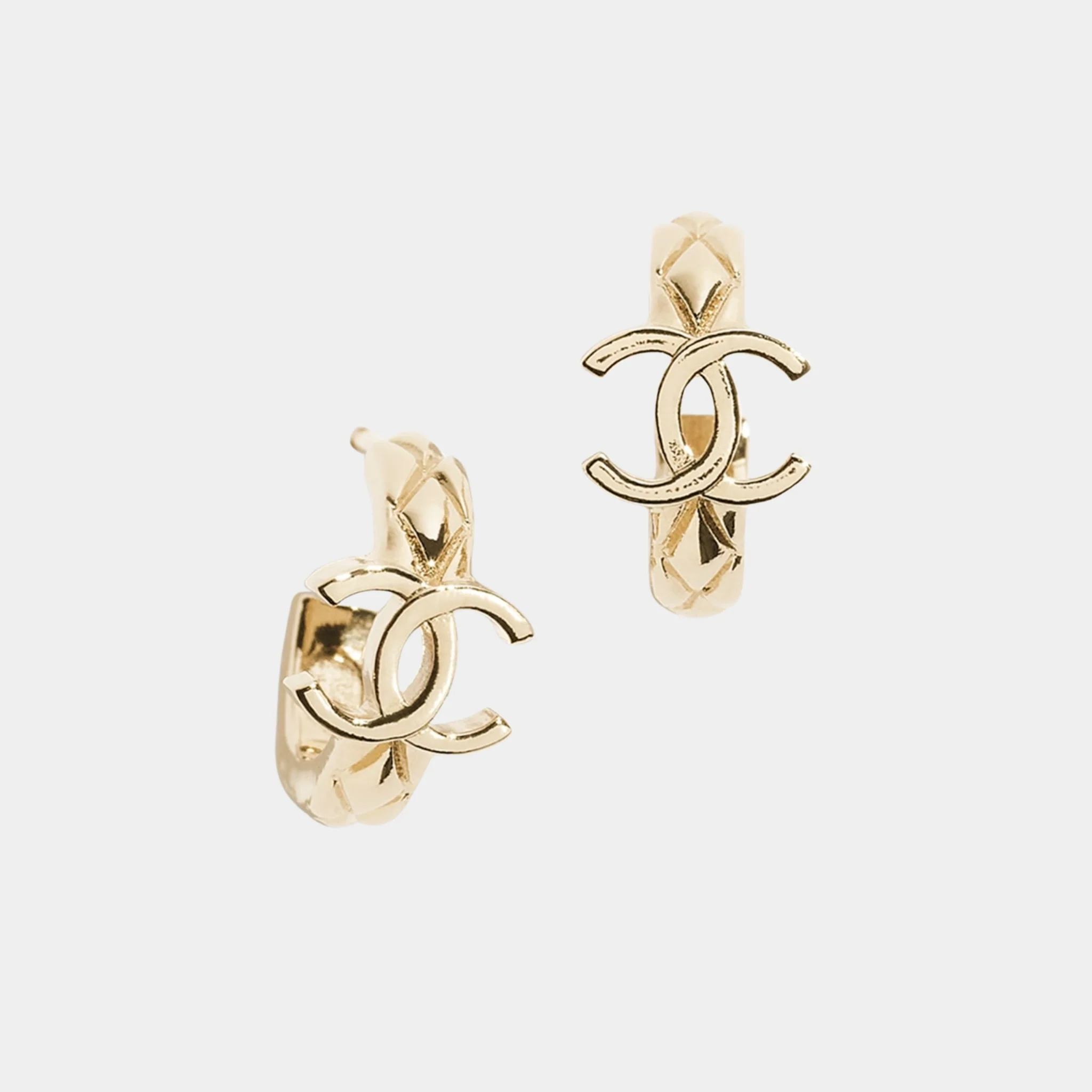 Hoop Earrings with Gold Metal CC Logo