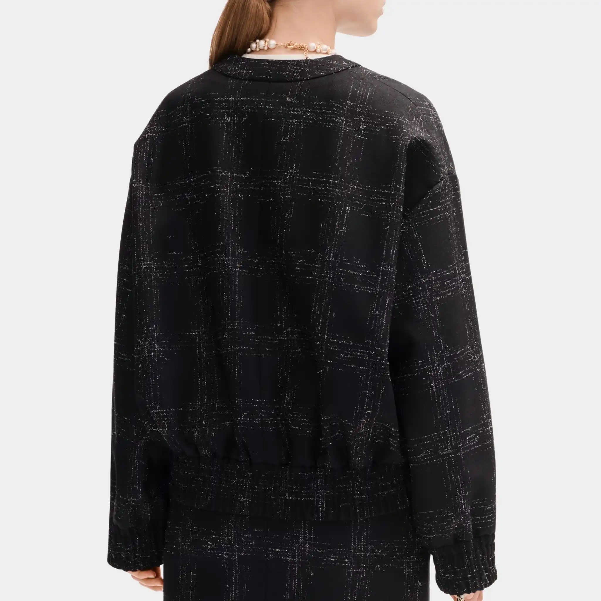 Jacket in Black and White Wool Drill - Image 2
