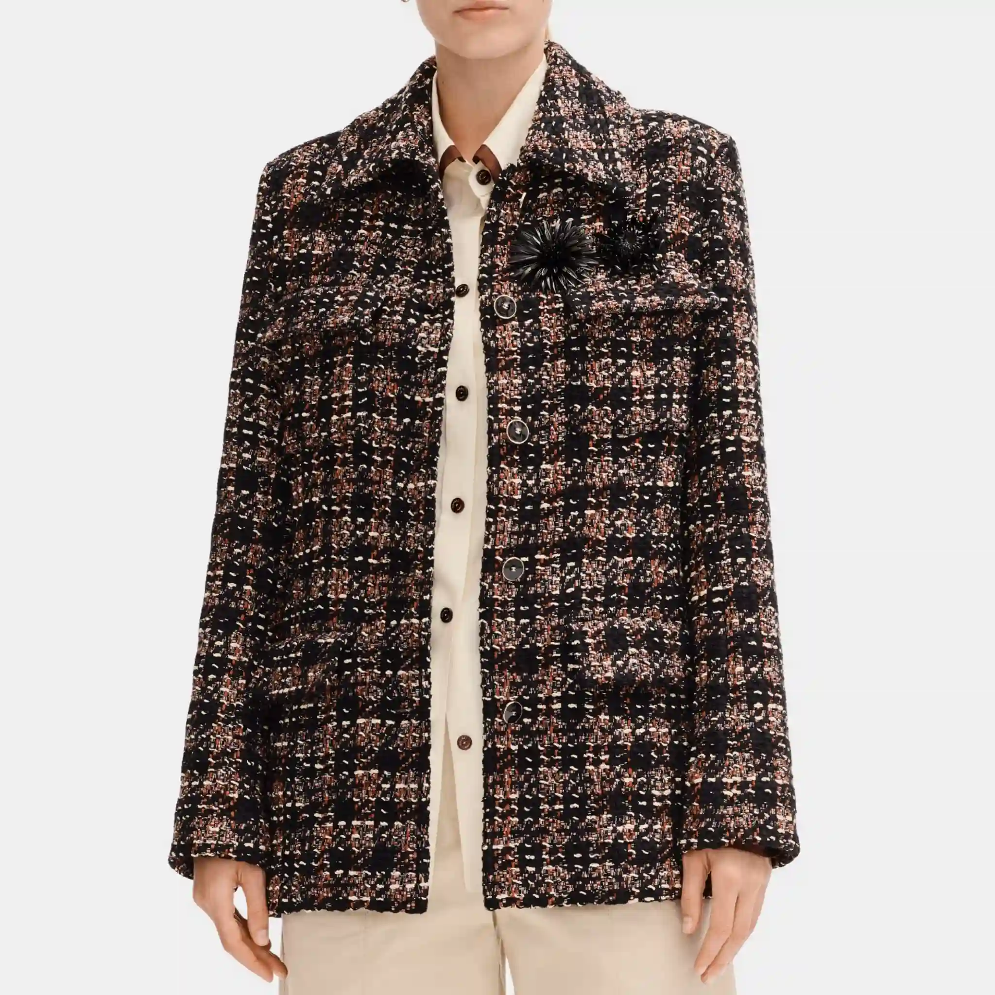 Jacket in Cotton and Wool Tweed