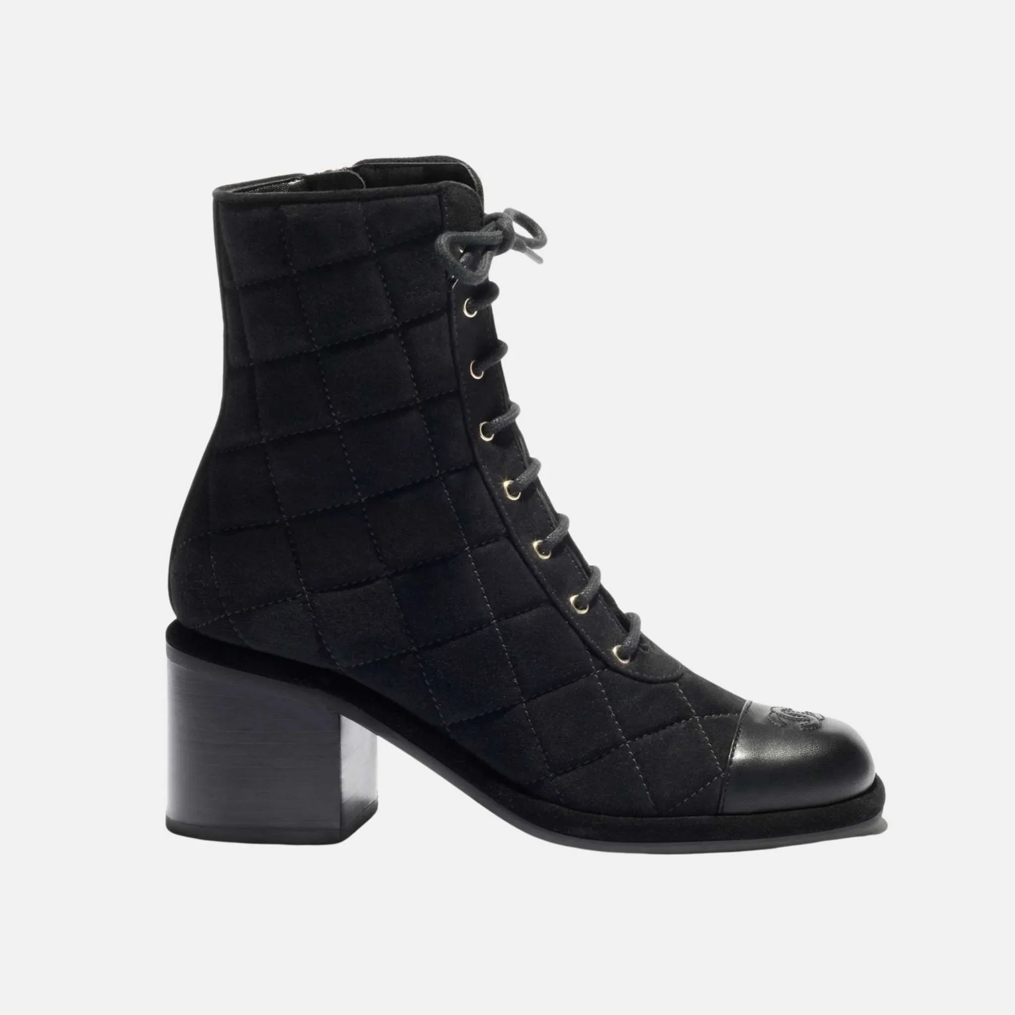 Lace Up Shoes in Velvet Calfskin and Calfskin
