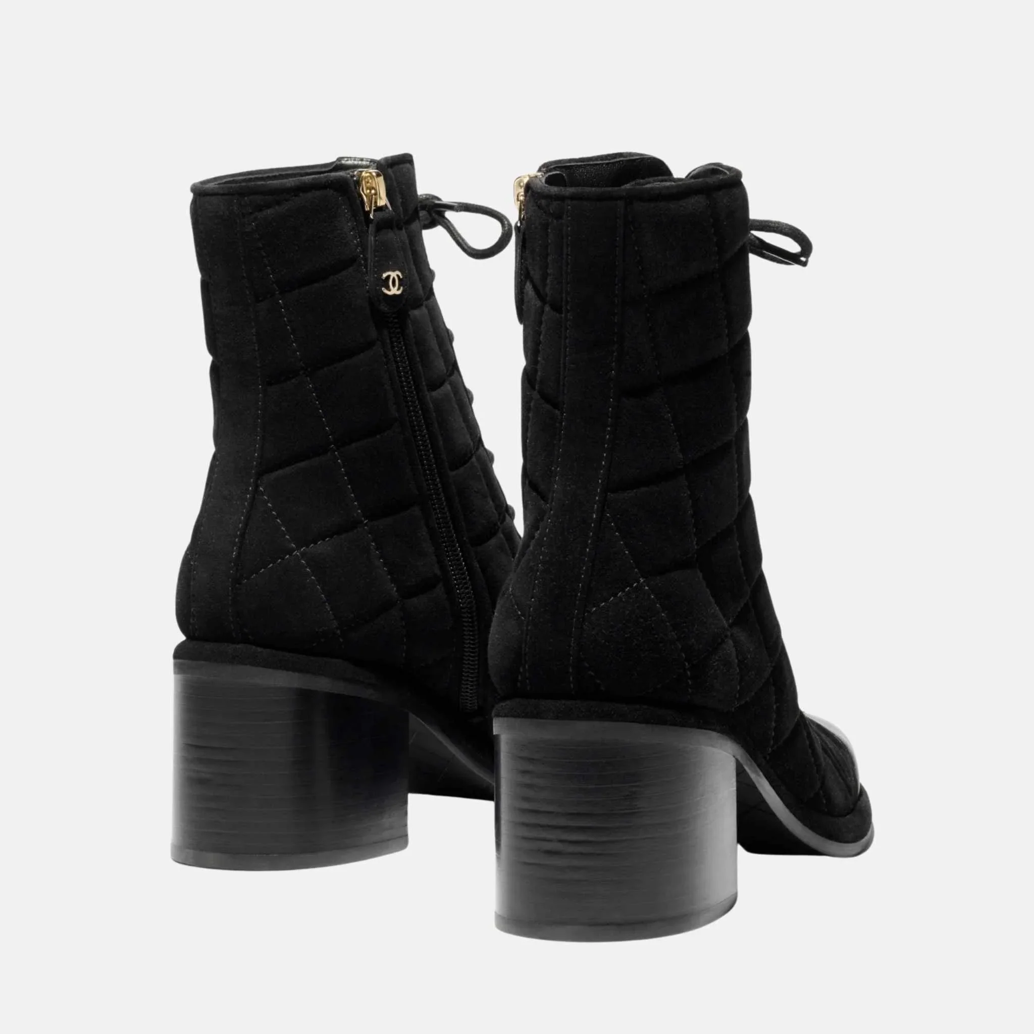Lace Up Shoes in Velvet Calfskin and Calfskin - Image 2