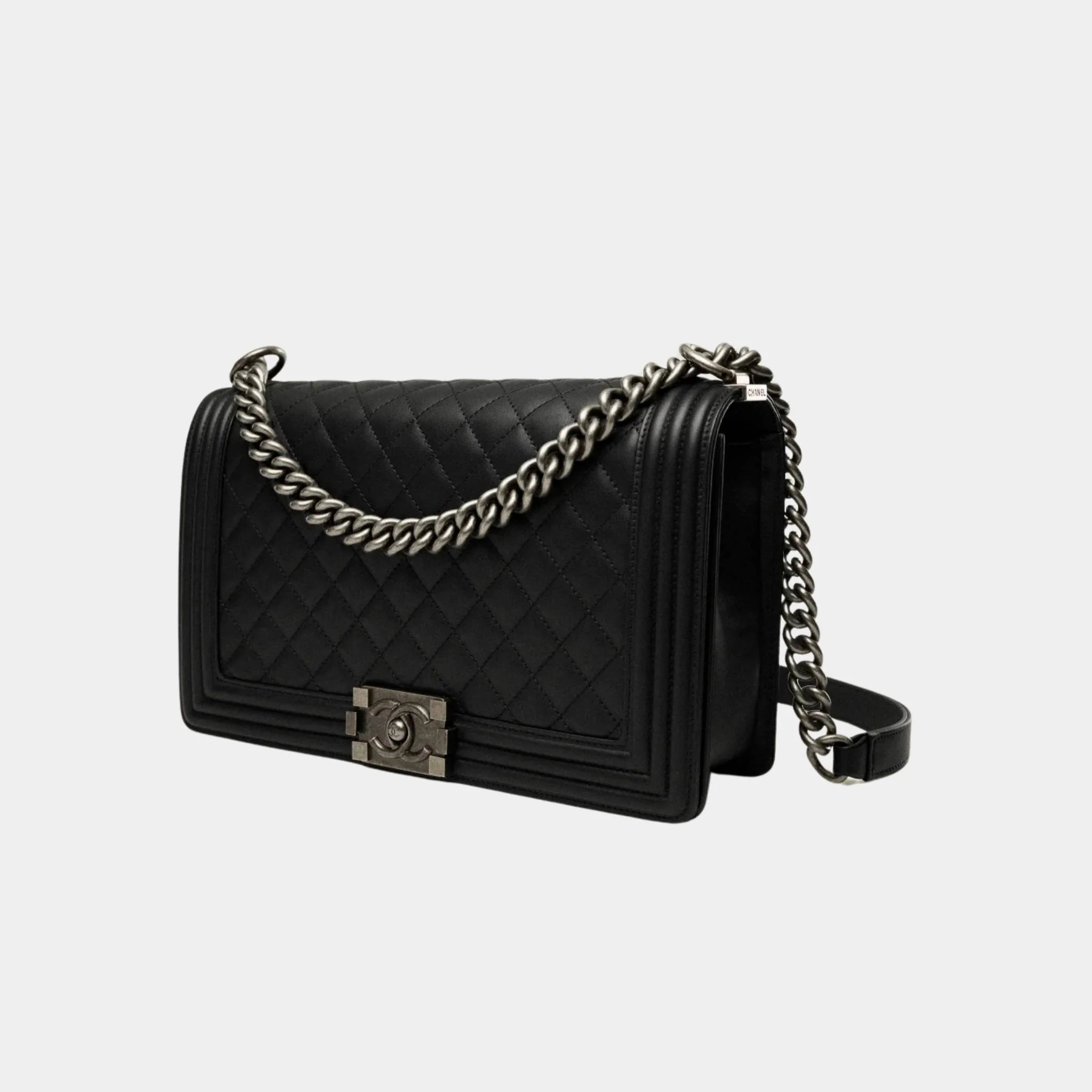 Large Boy Handbag in Calfskin and Ruthenium Metal - Image 2