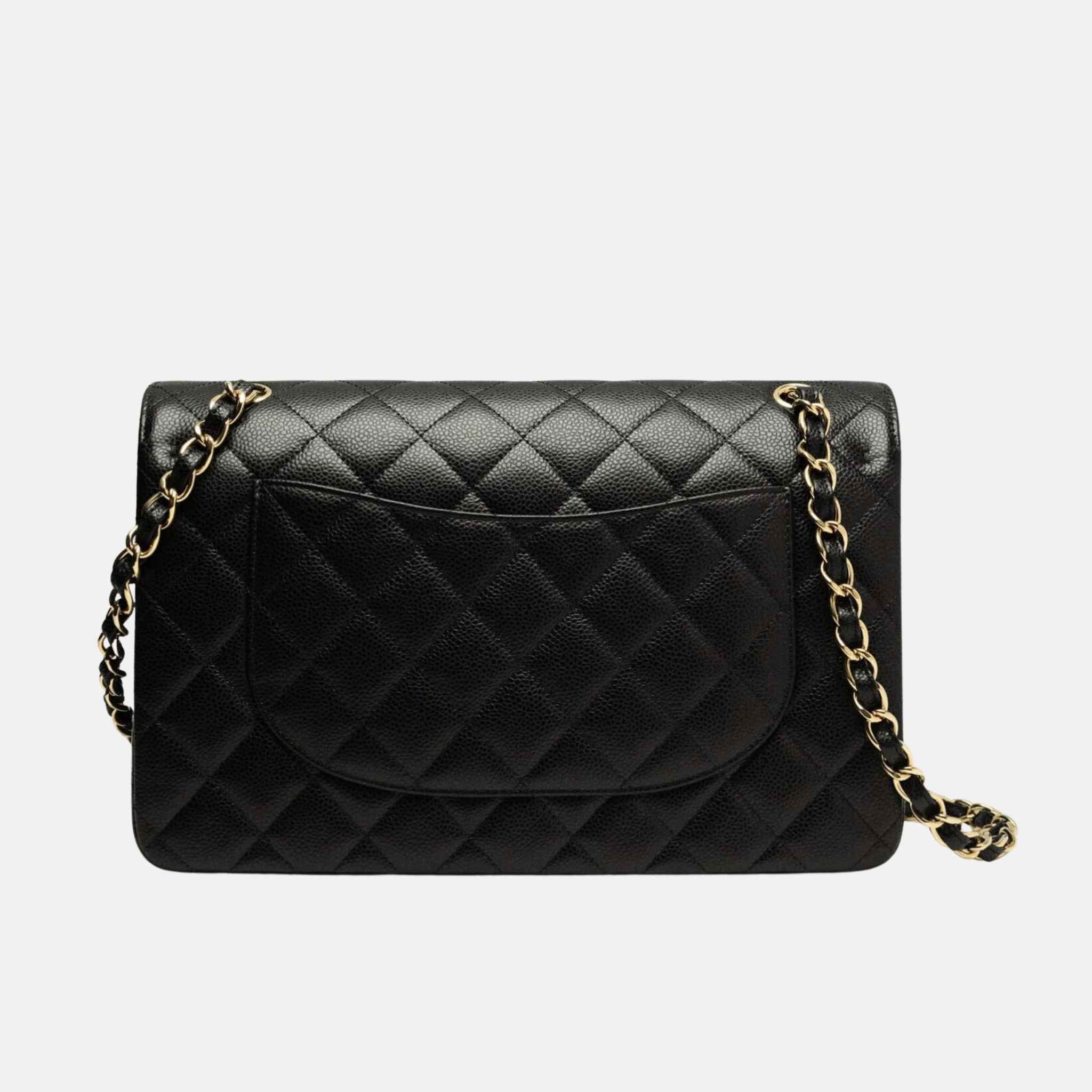 Large Classic Grained Calfskin Handbag In Gold Tone Metal - Image 2