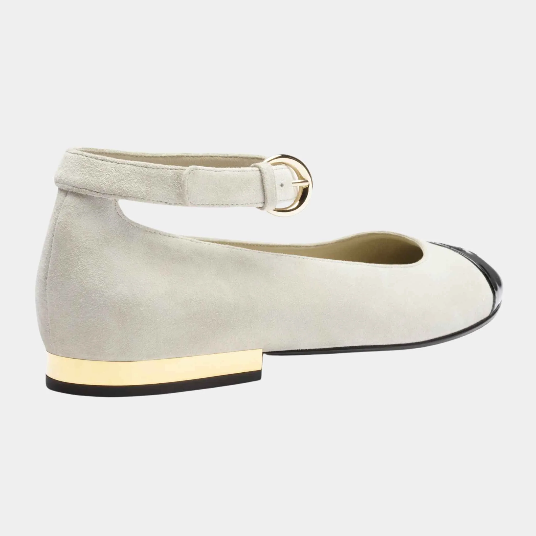 Mary Janes Suede Calfskin Patent Calfskin Light Grey Black - Image 3