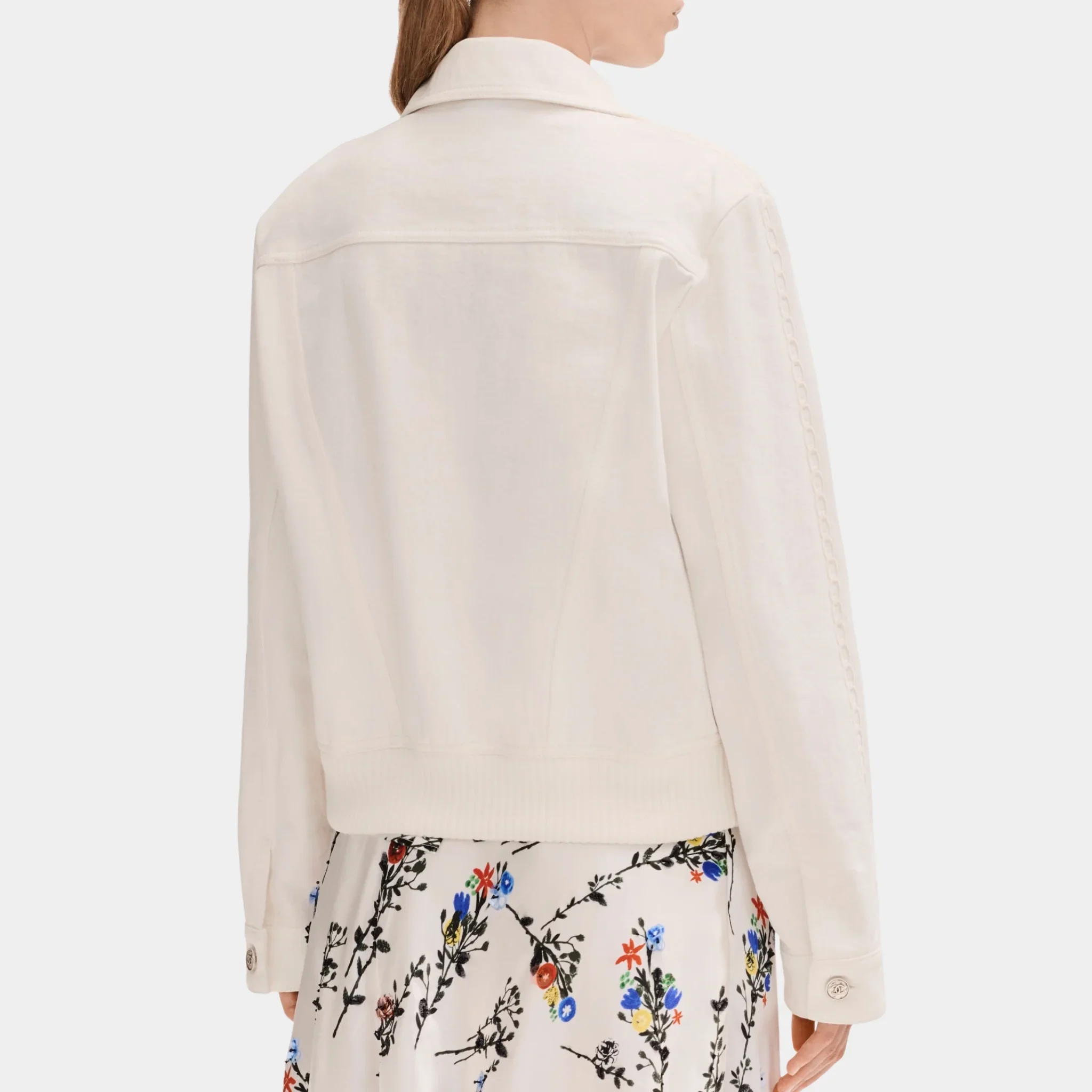 White Jacket in Embroidered Denim - Image 2