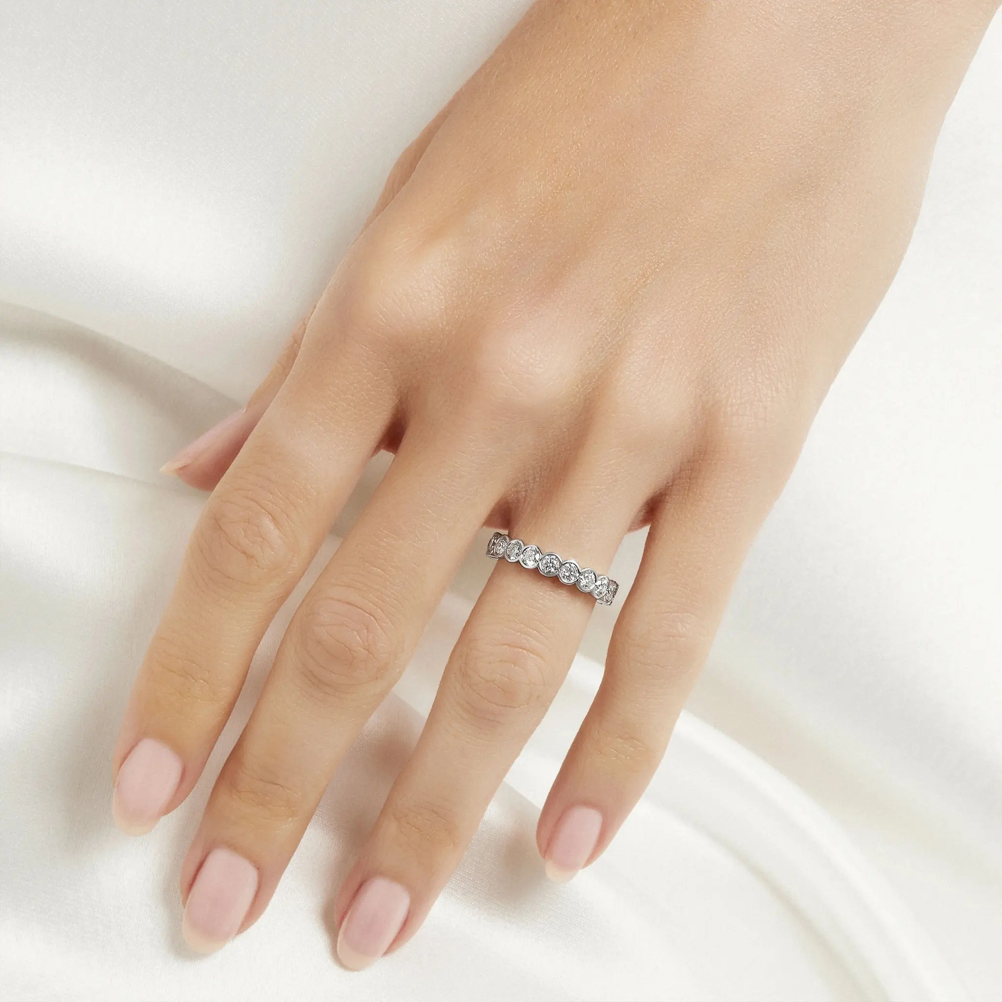 Classic Graff Bezel Set Round Diamond Wedding Band - Image 2