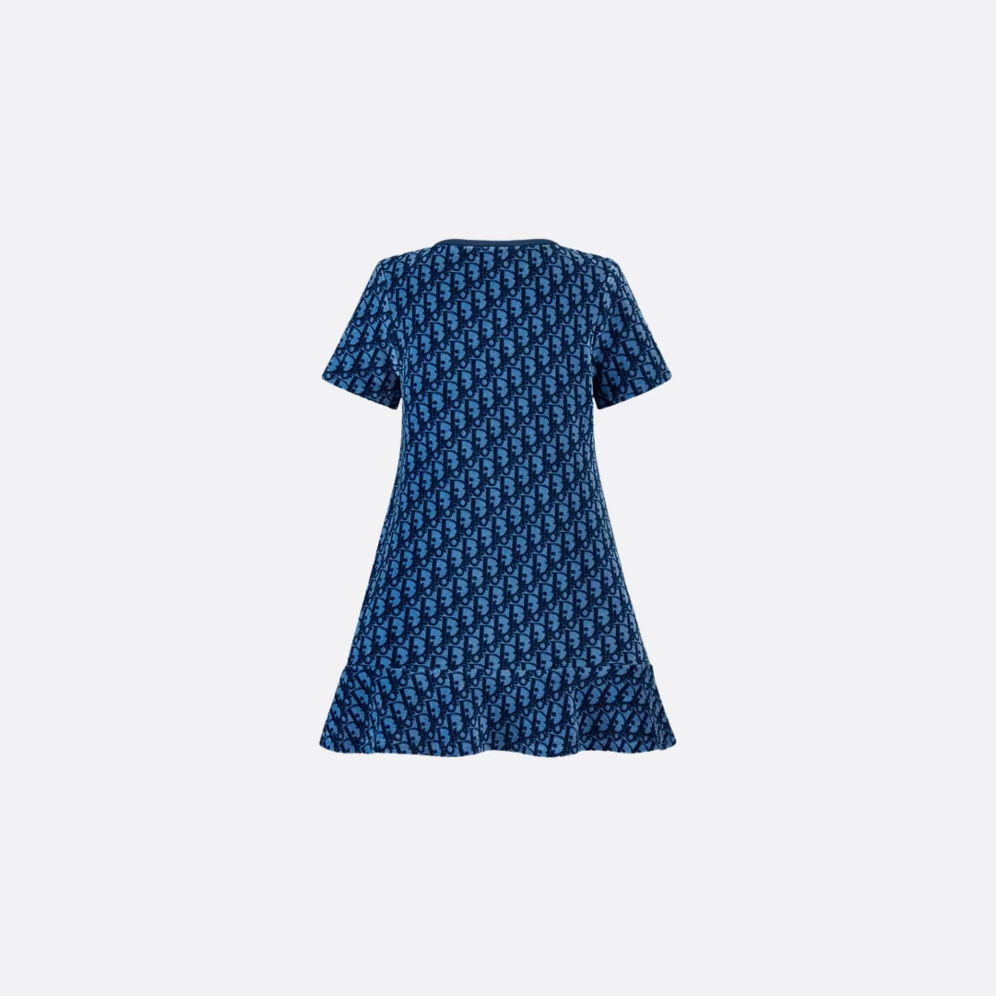 Kids A Line Dress Blue Dior Oblique Velvet Jacquard - Image 2