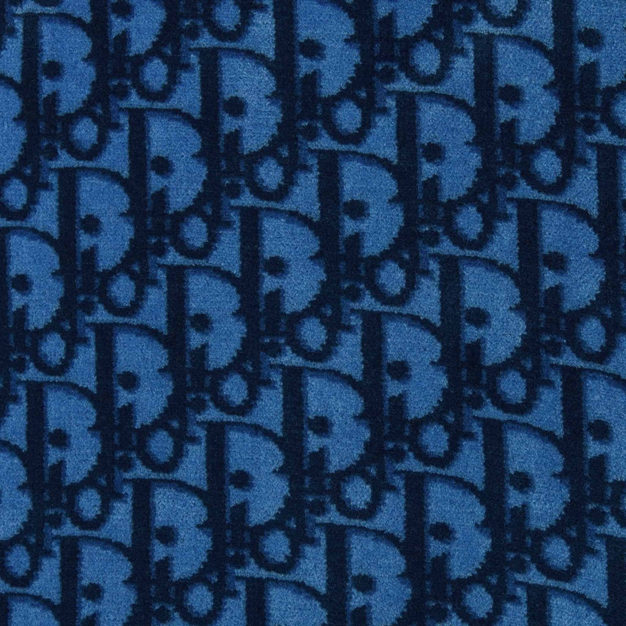 Kids A Line Dress Blue Dior Oblique Velvet Jacquard - Image 3