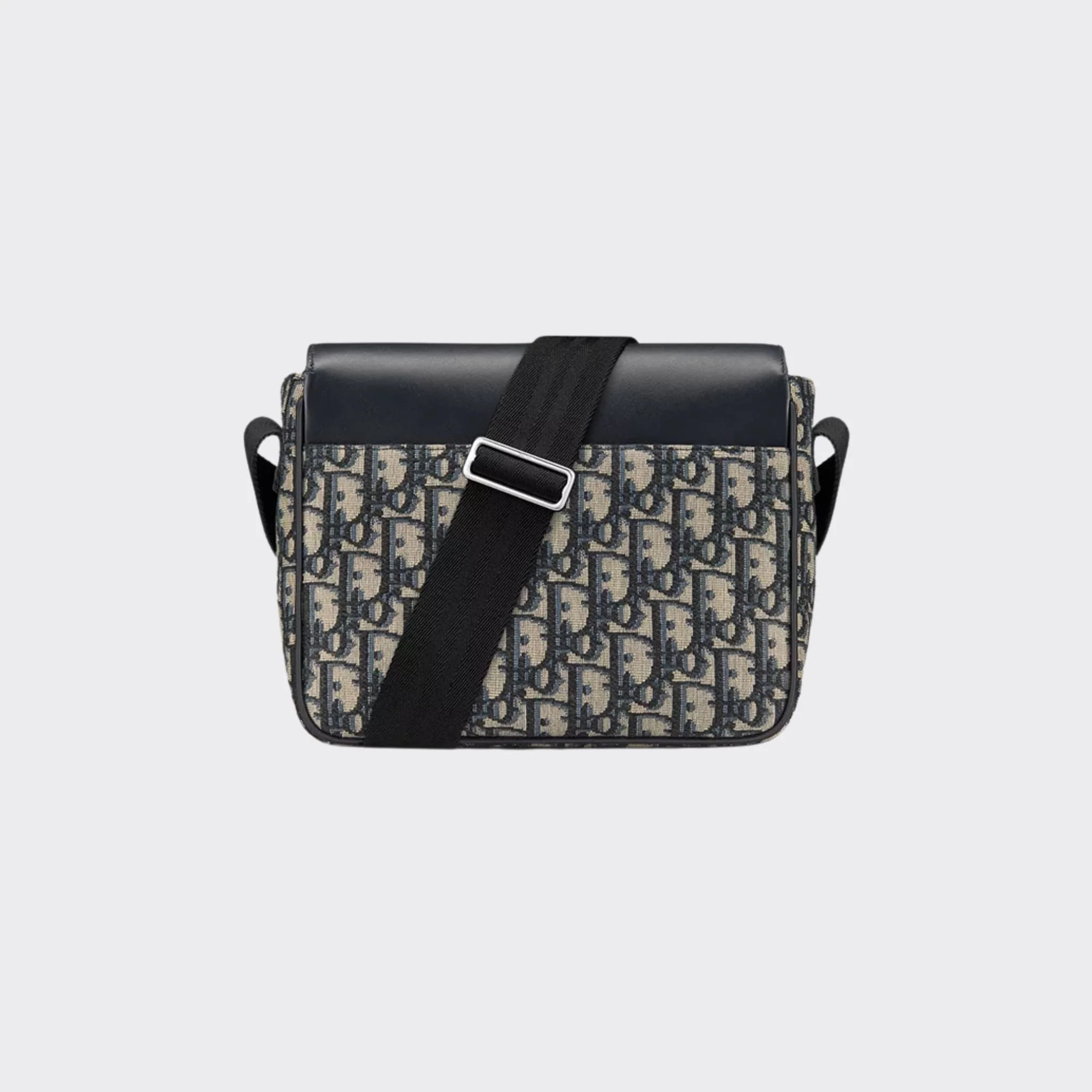 Kids Messenger Bag Blue Calfskin Beige Black Oblique Jacquard - Image 2