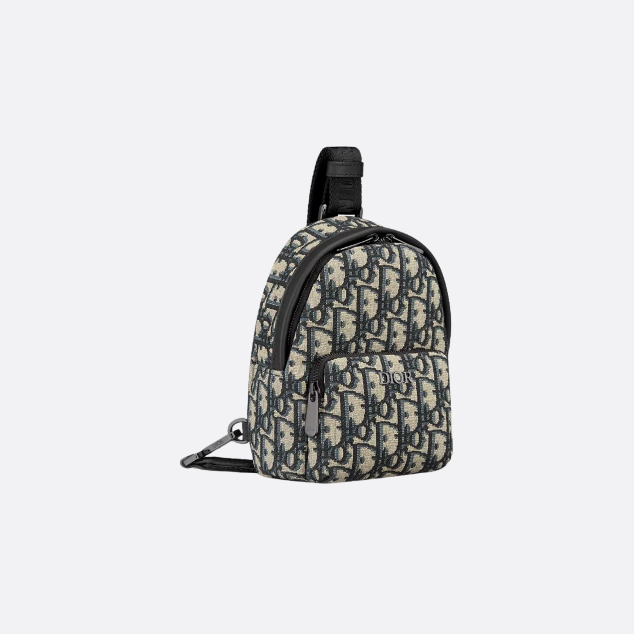 Kids Nano Rider Sling Bag Beige And Blue Dior Oblique Jacquard - Image 2