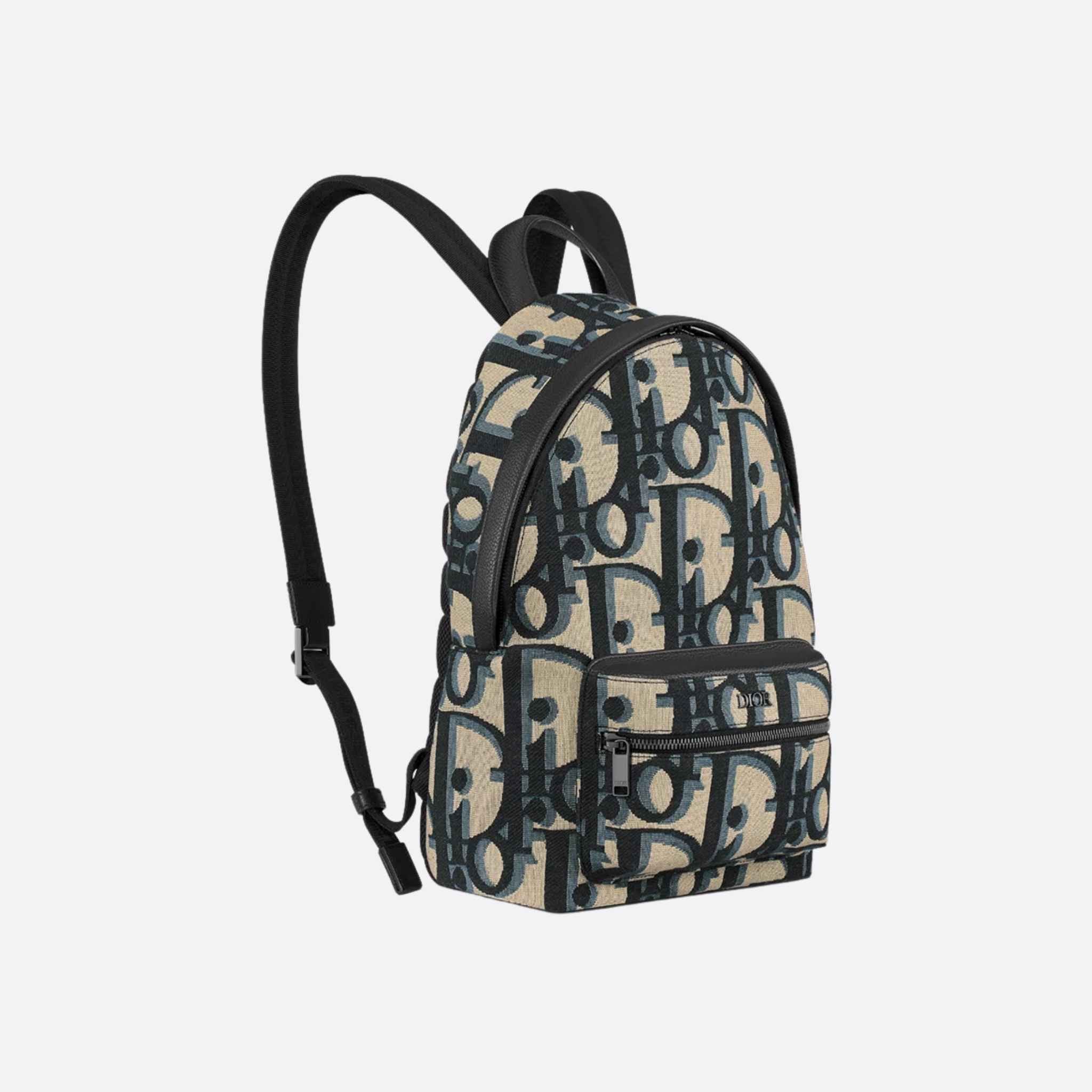 Kids Rider Backpack Beige and Blue Maxi Dior Oblique Jacquard - Image 2