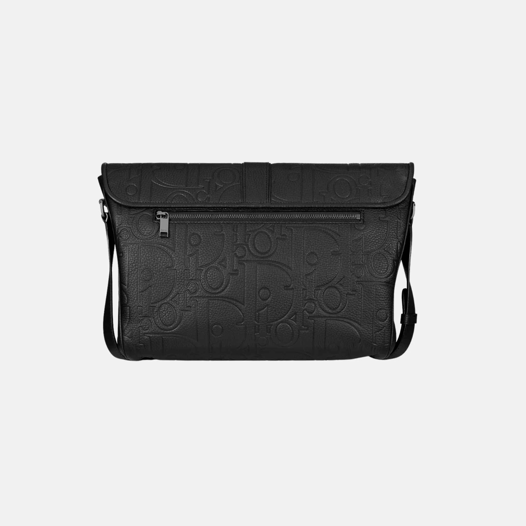 Large Daily Messenger Bag with Flap in Grained Calfskin - Image 3