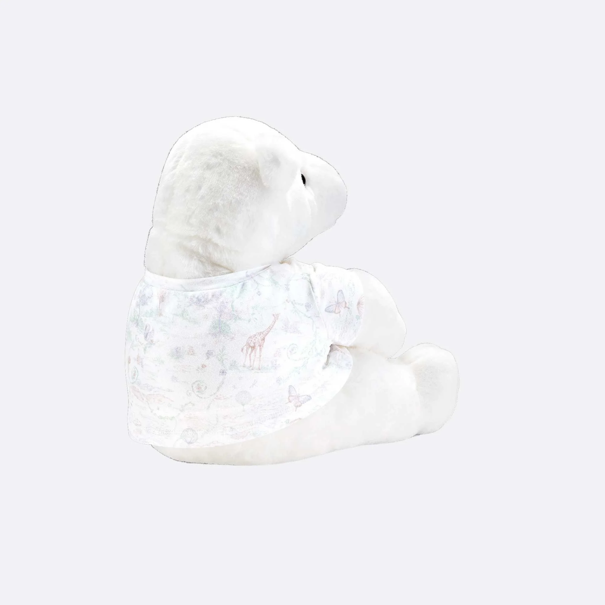 Teddy Bear Ivory Faux Fur and Pastel Toile de Jouy Jersey - Image 2