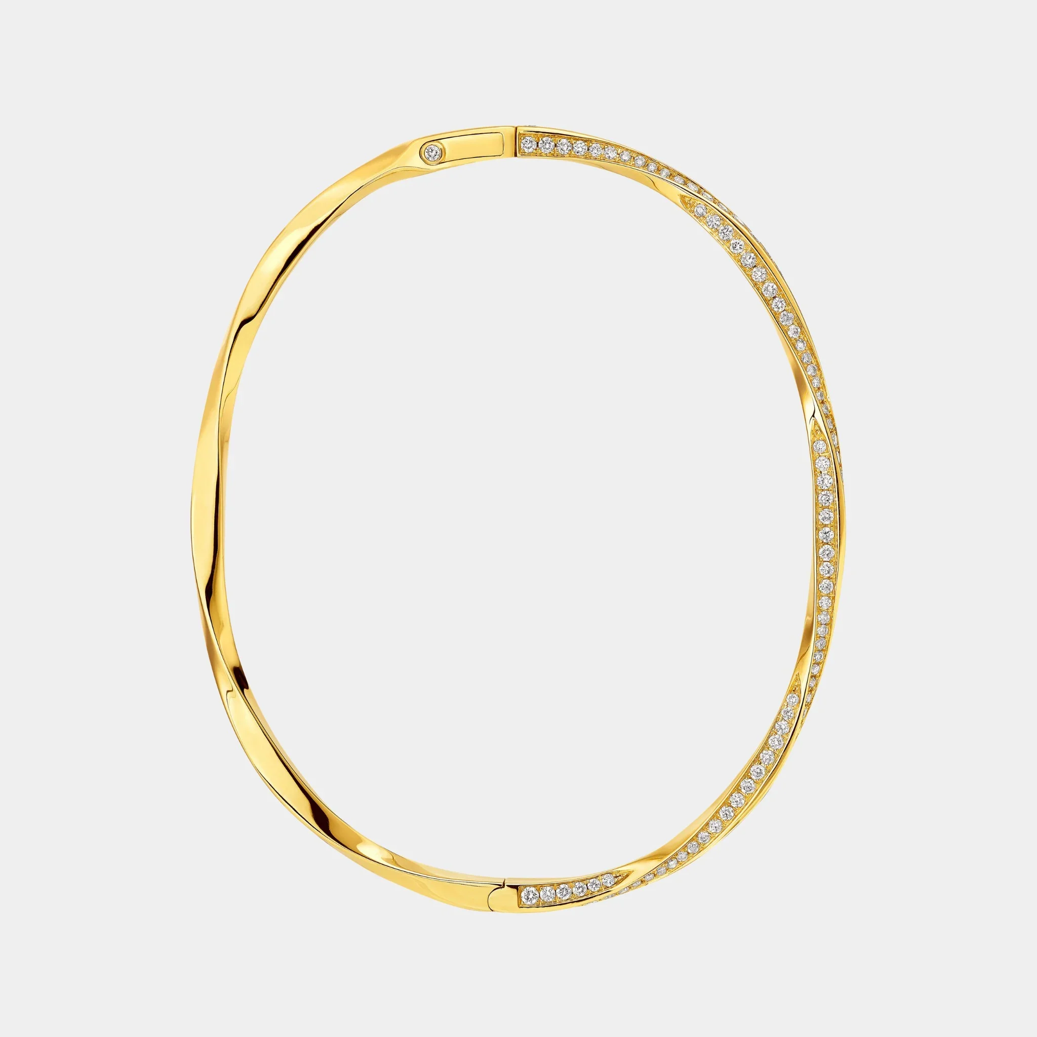 Spiral Pavé Diamond Bangle Yellow Gold - Image 3