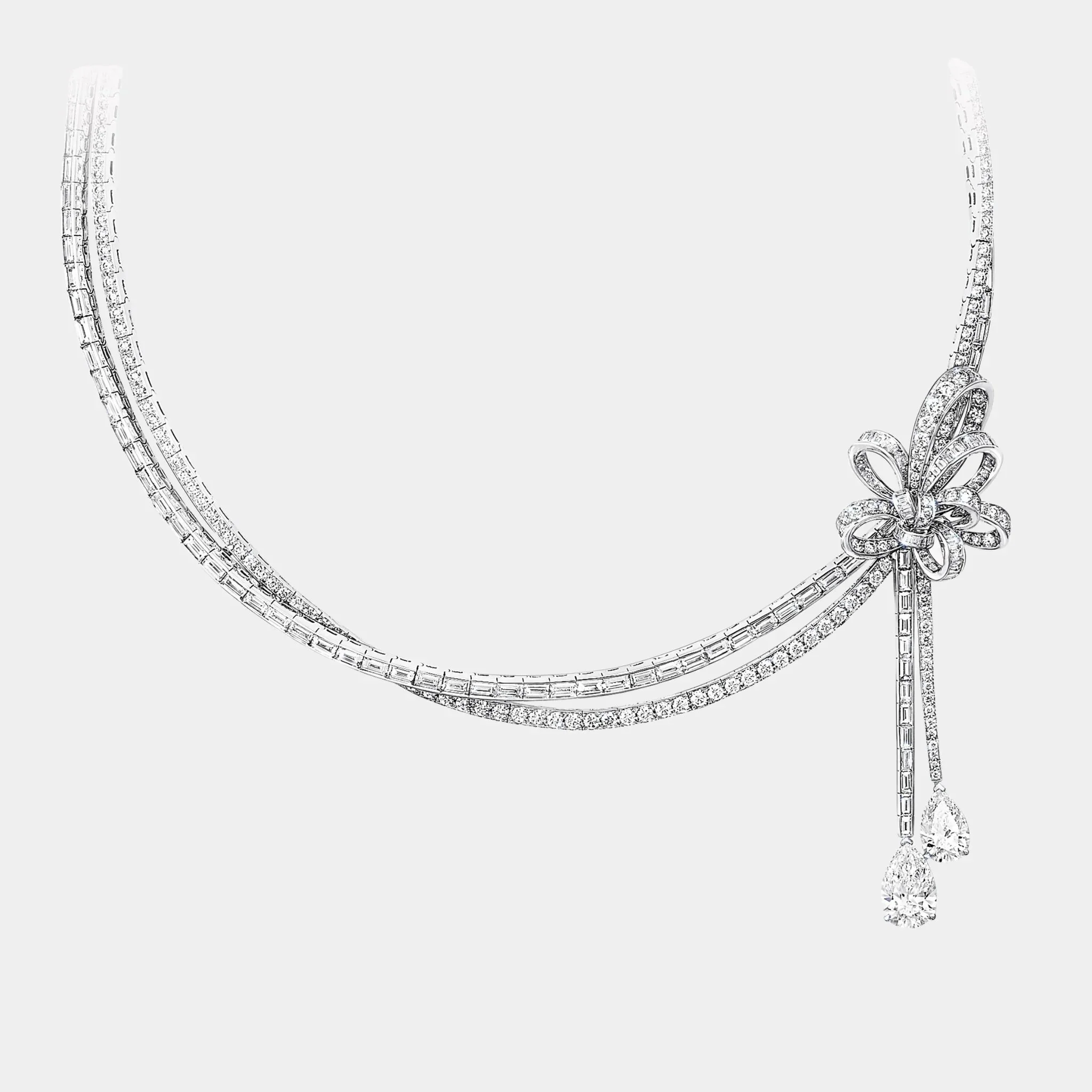 Tildas Bow Double Strand Diamond High Jewellery Necklace - Image 2