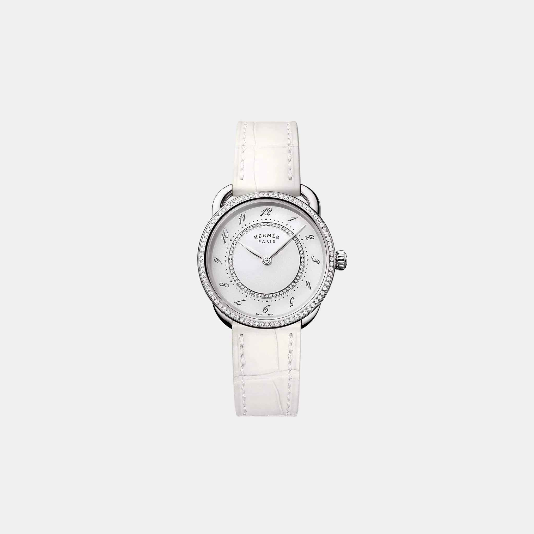 Arceau 30 mm Set-In Steel Watch With Alligator Strap