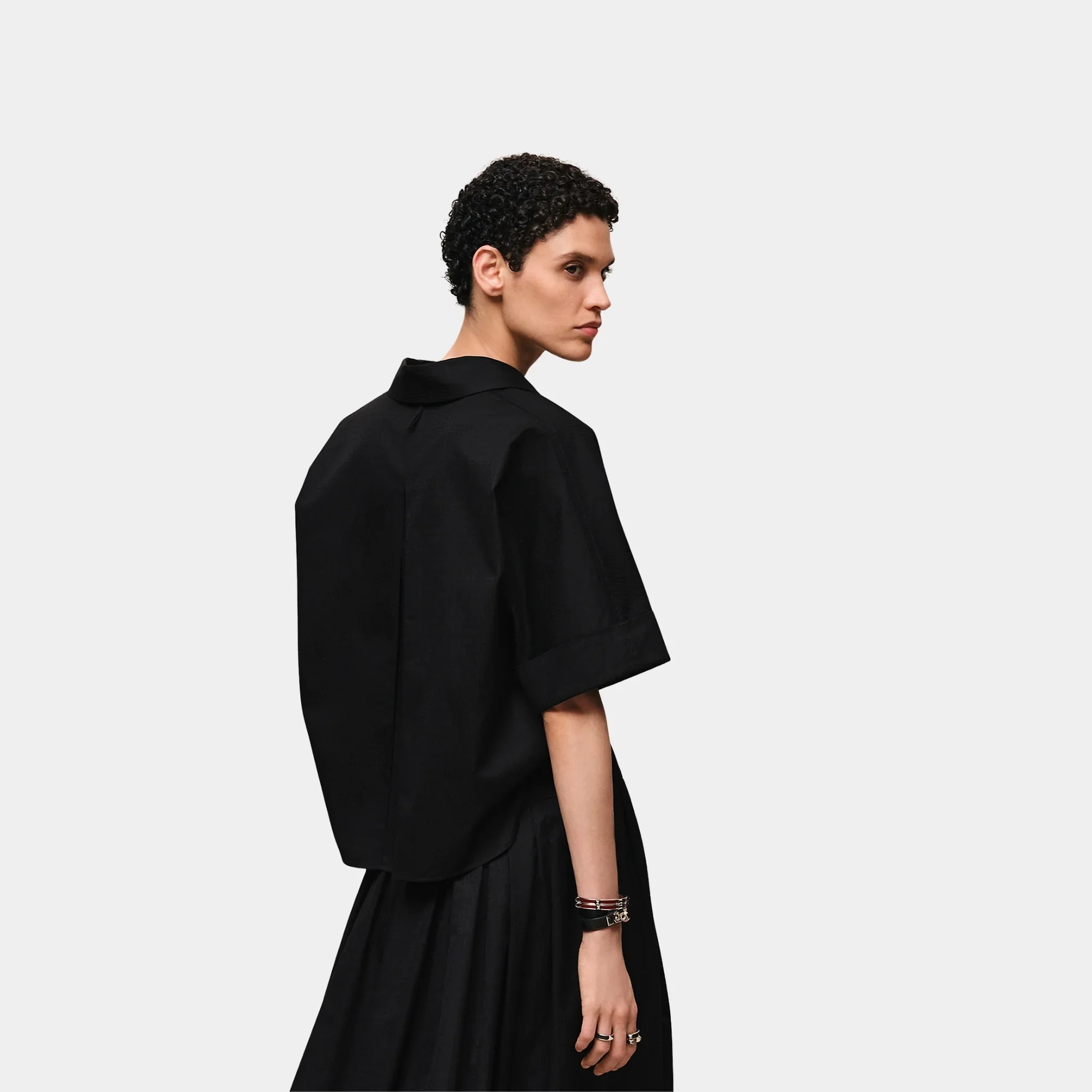 Cropped Polo Blouse in Mosaique Gauze - Image 2