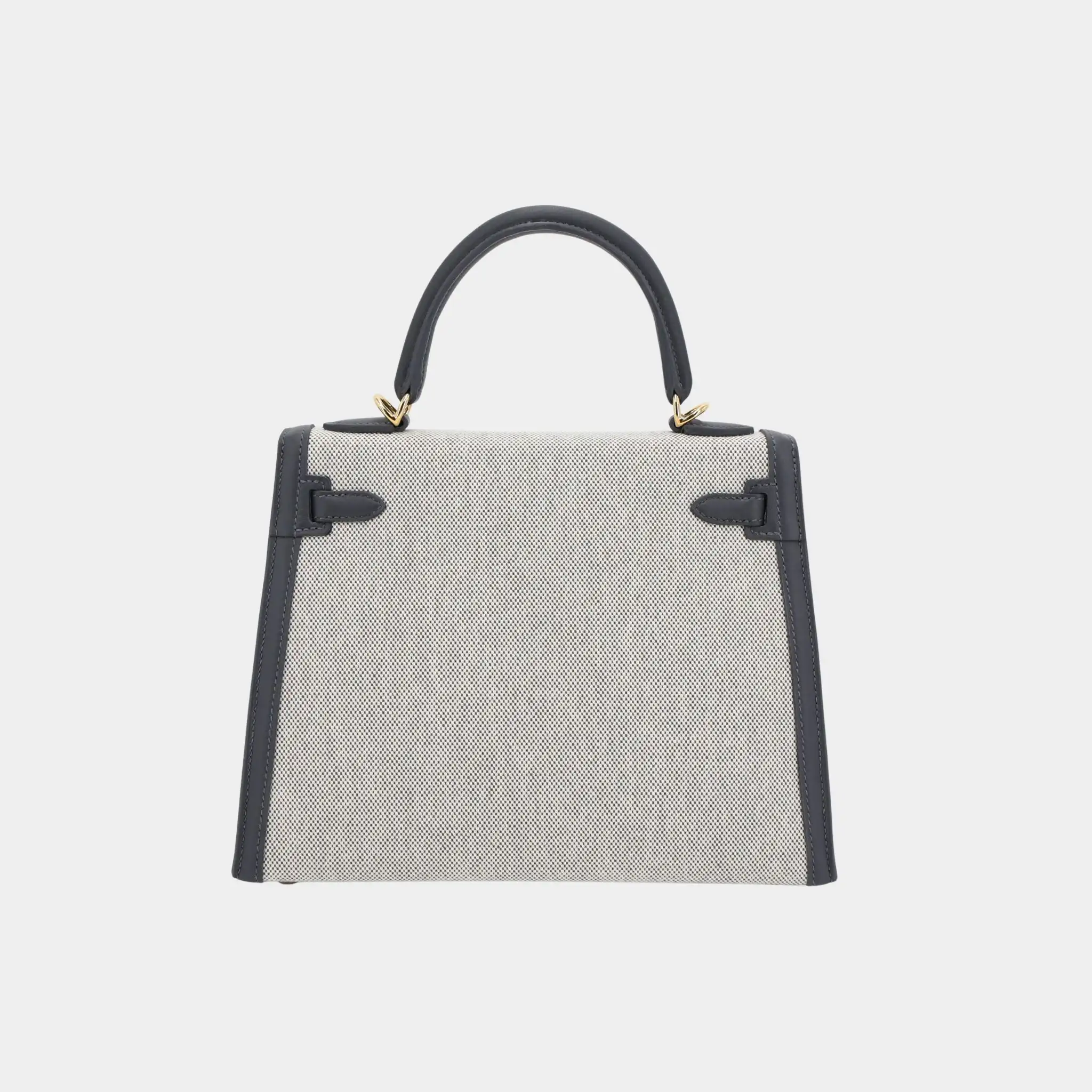 Kelly 25 Sellier Swift Toile Quadrille-Canvas Ardoise/Ecru GHW - Image 2