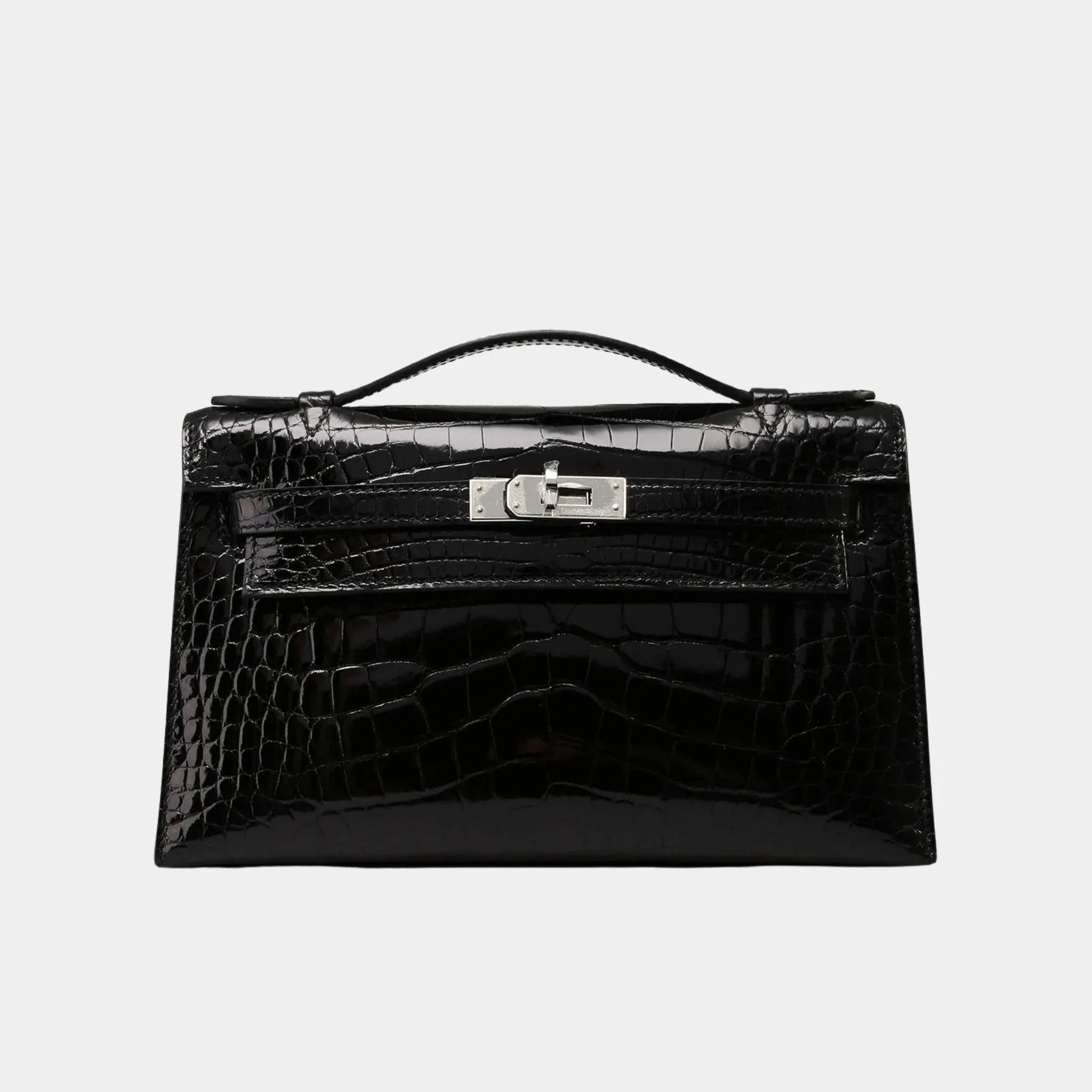 Kelly Pochette Shiny Alligator Black PHW