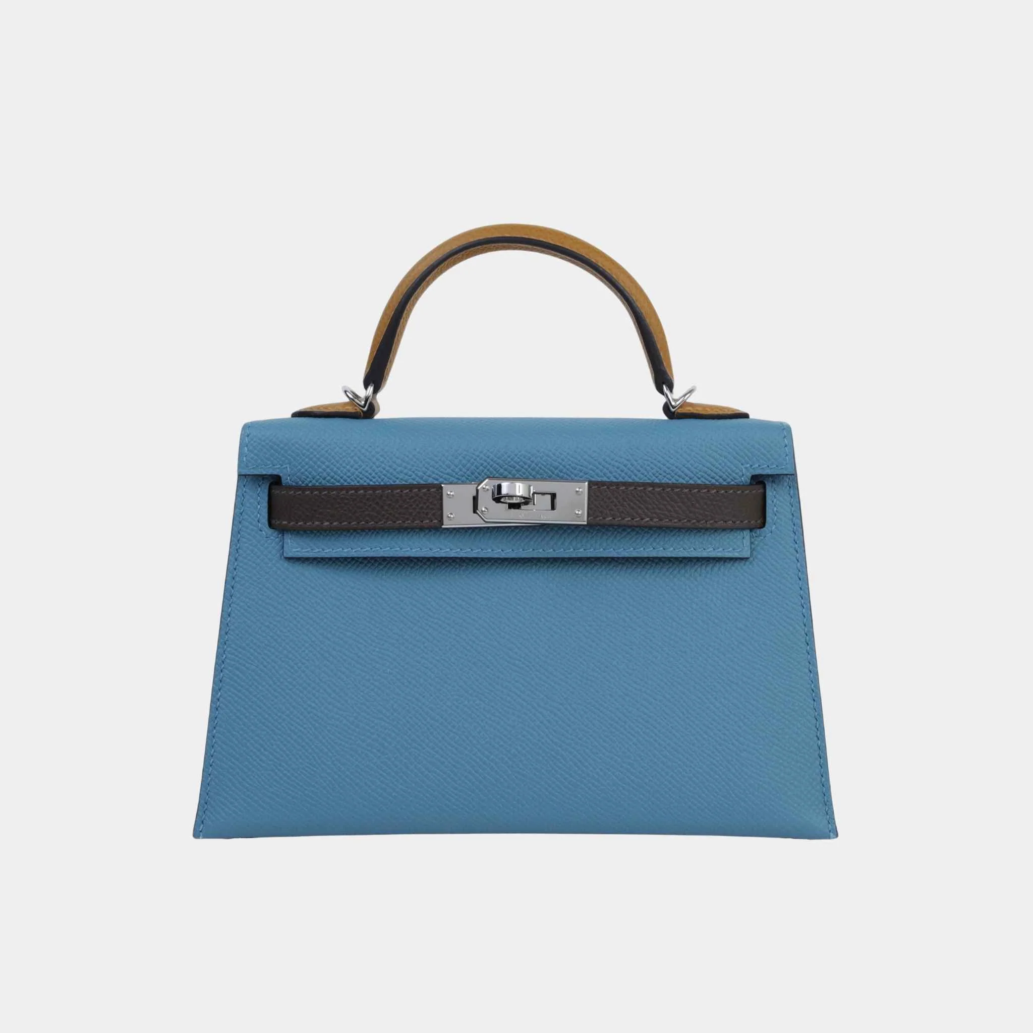 Mini Kelly II Epsom New Bleu Jean/Ecorce/Natural Sable PHW