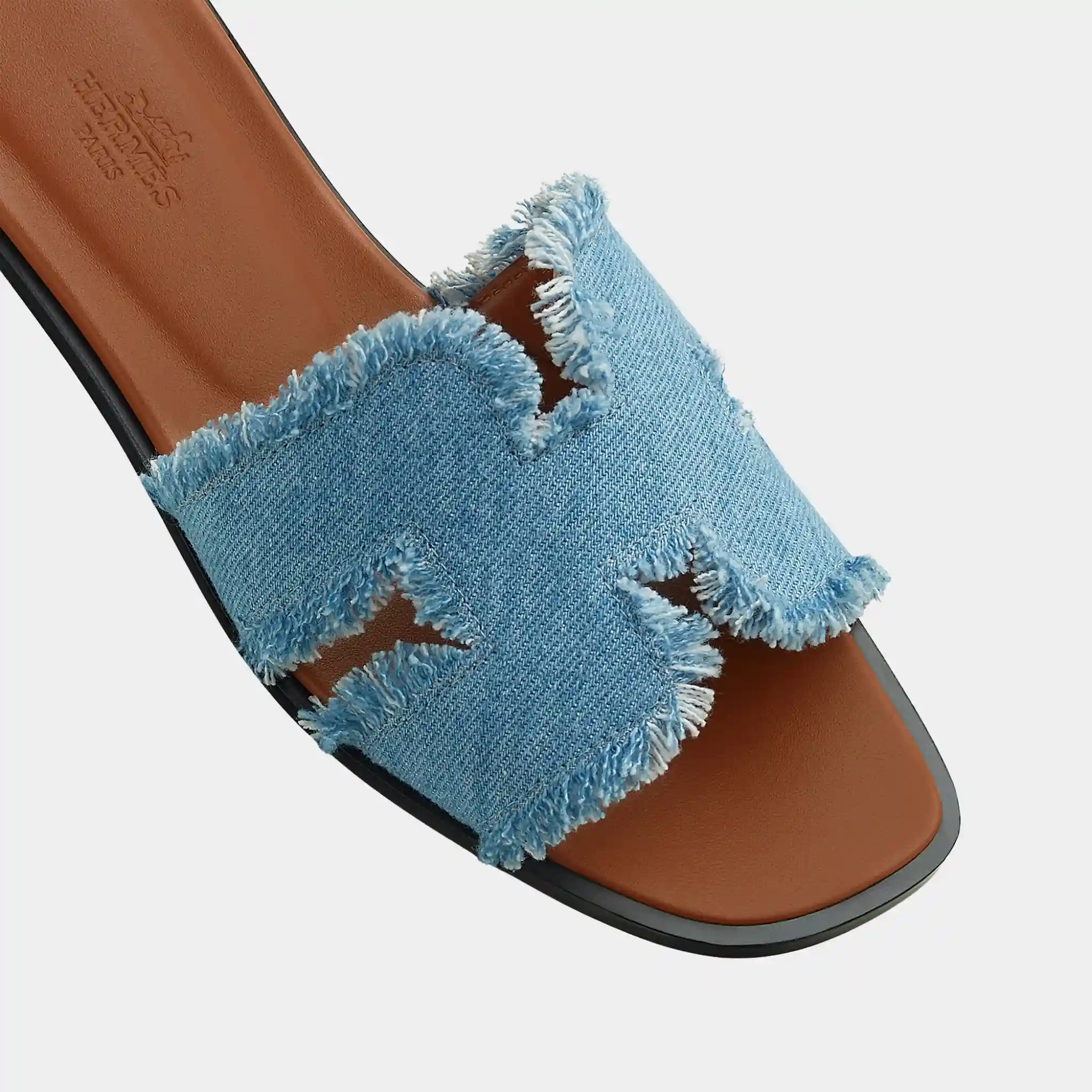 Oran Sandals in Maxi Fringed Denim - Image 3
