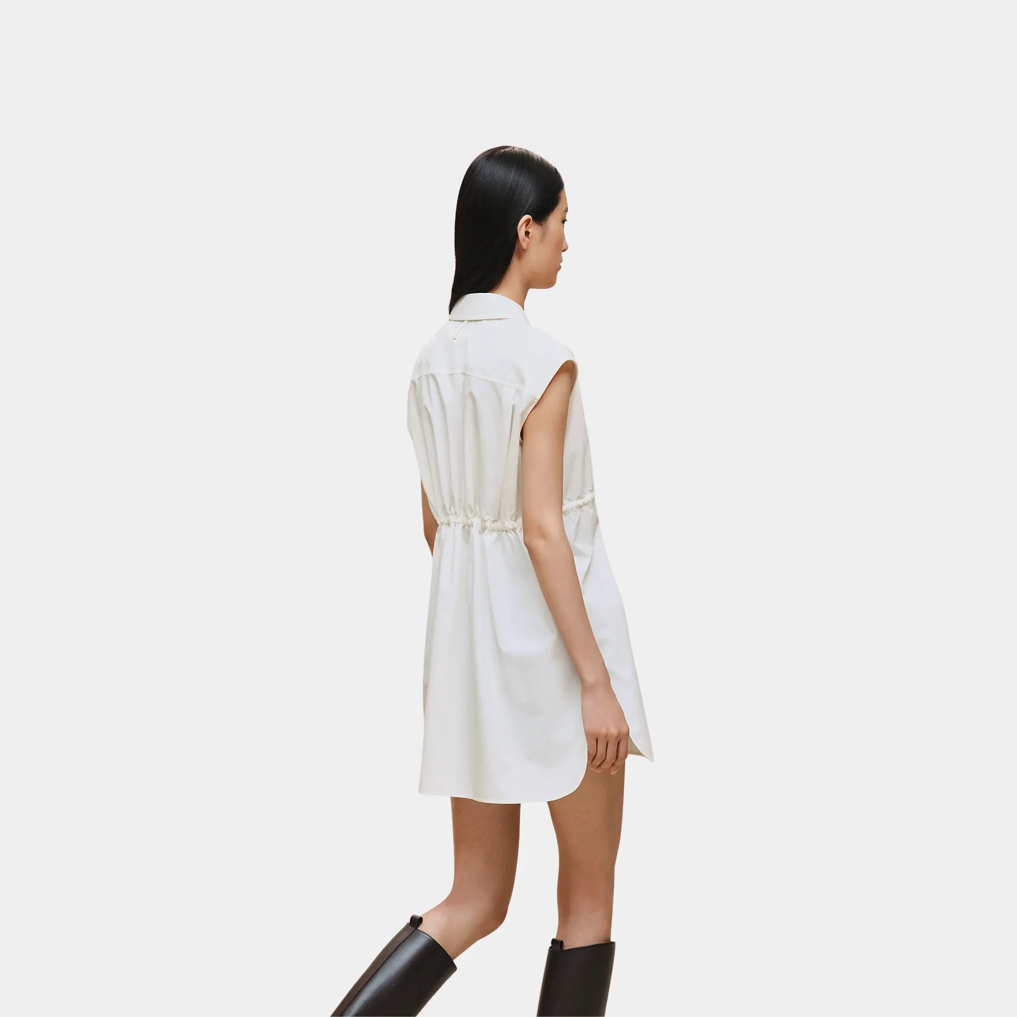 Sleeveless Drawstring Shirt in Technical Cotton - Image 2