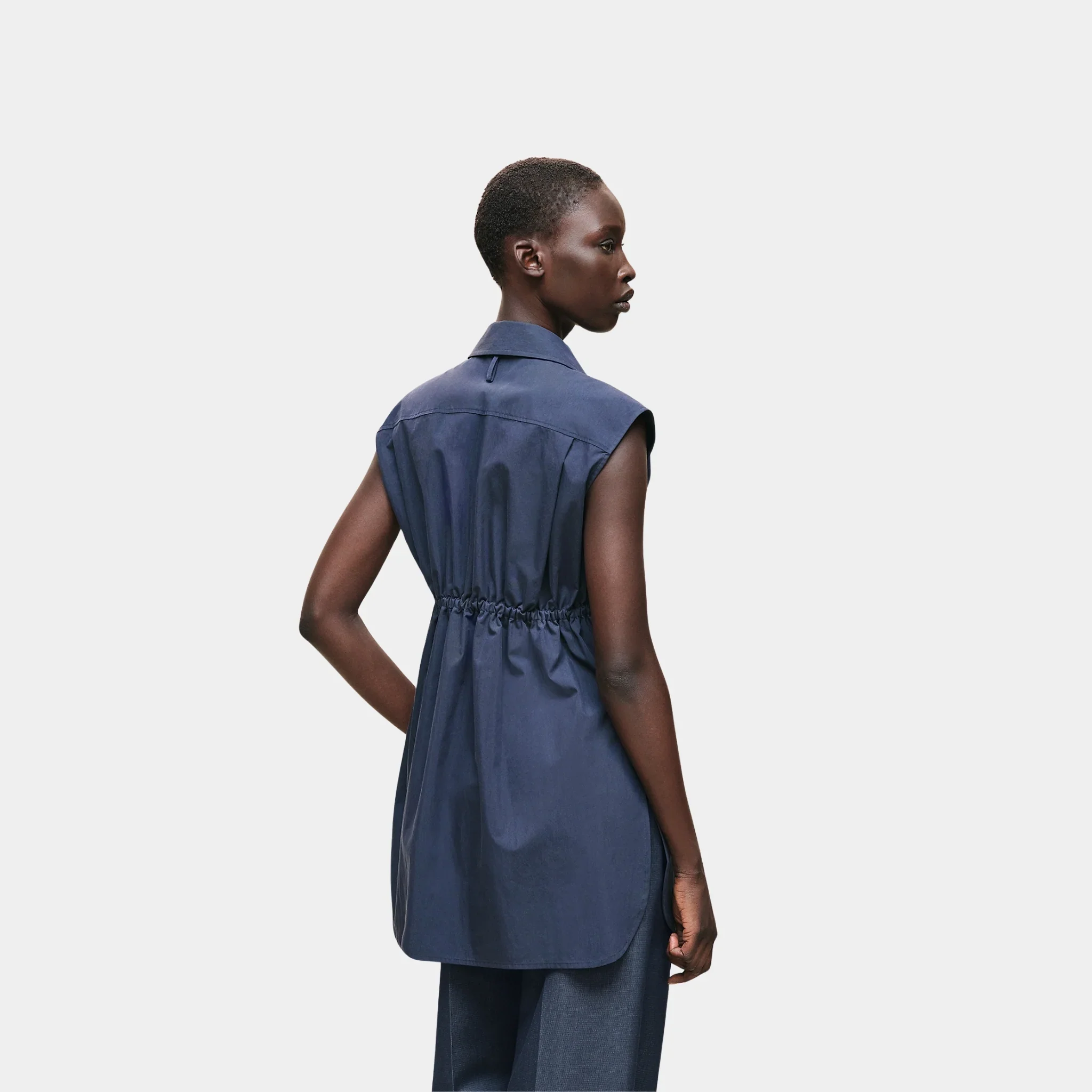 Sleeveless Drawstring Shirt in Technical Cotton - Image 4