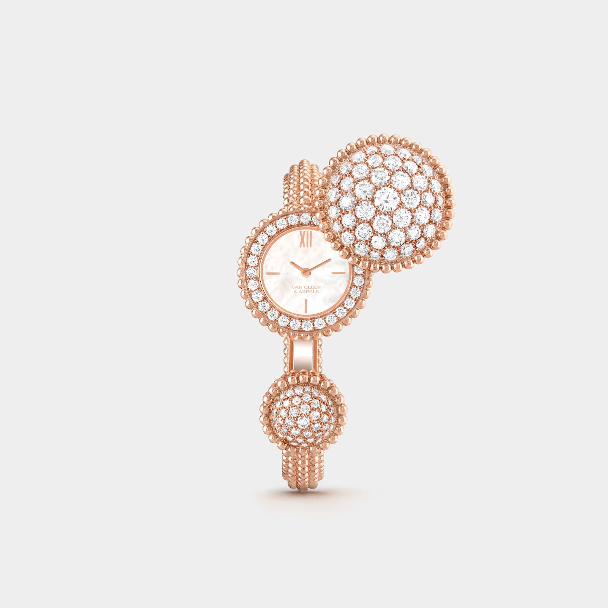 Perlée Toi & Moi Watch Medium in Rose Gold Diamond & MOP