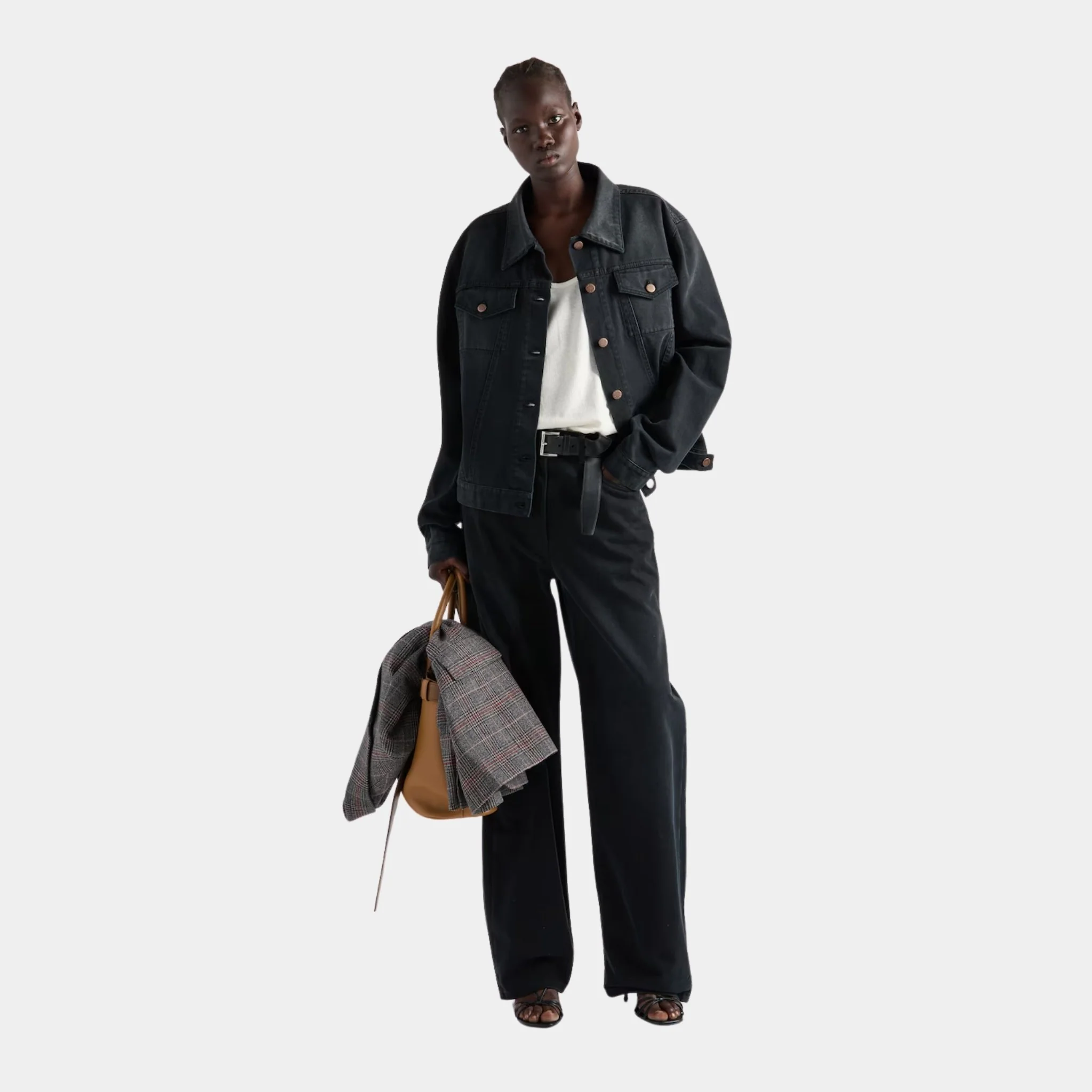 Black Denim Blouson Jacket - Image 2