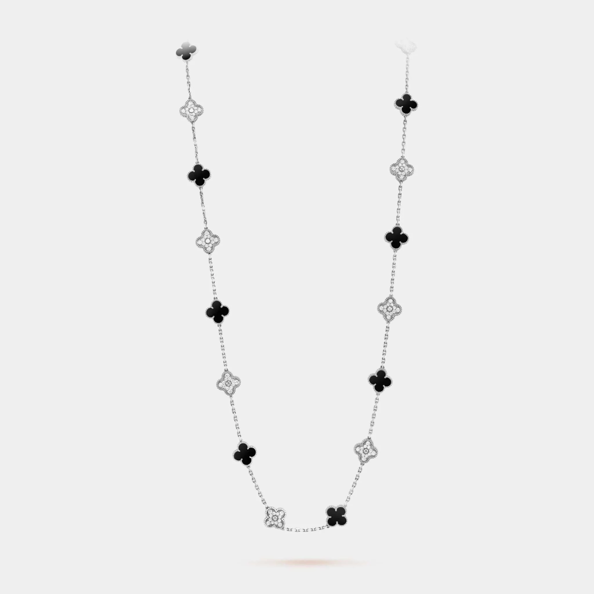 Alhambra Vintage Alhambra long necklace 20 motifs Gold Diamond Onyx