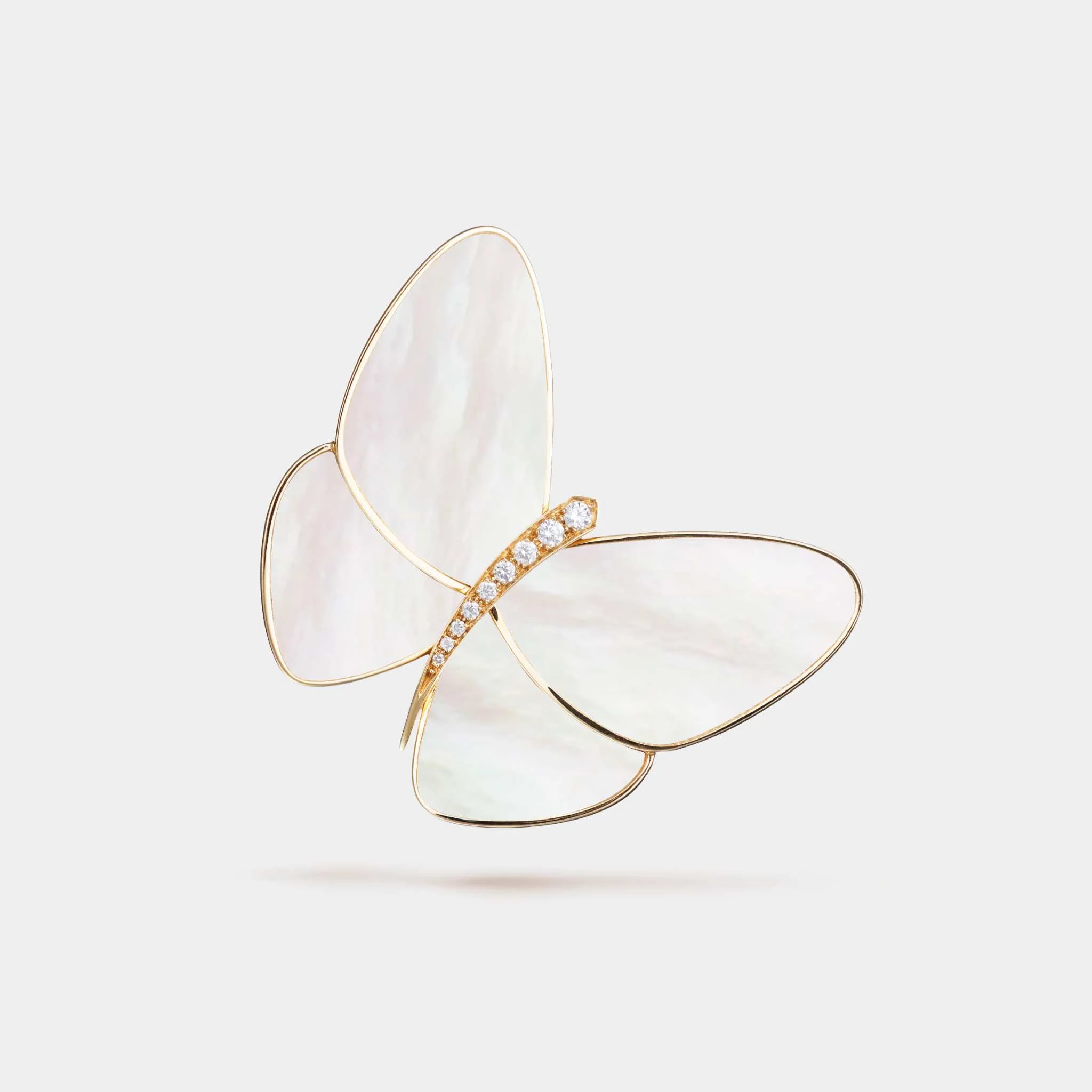 Butterfly Clip Yellow Gold Diamond and Pearl