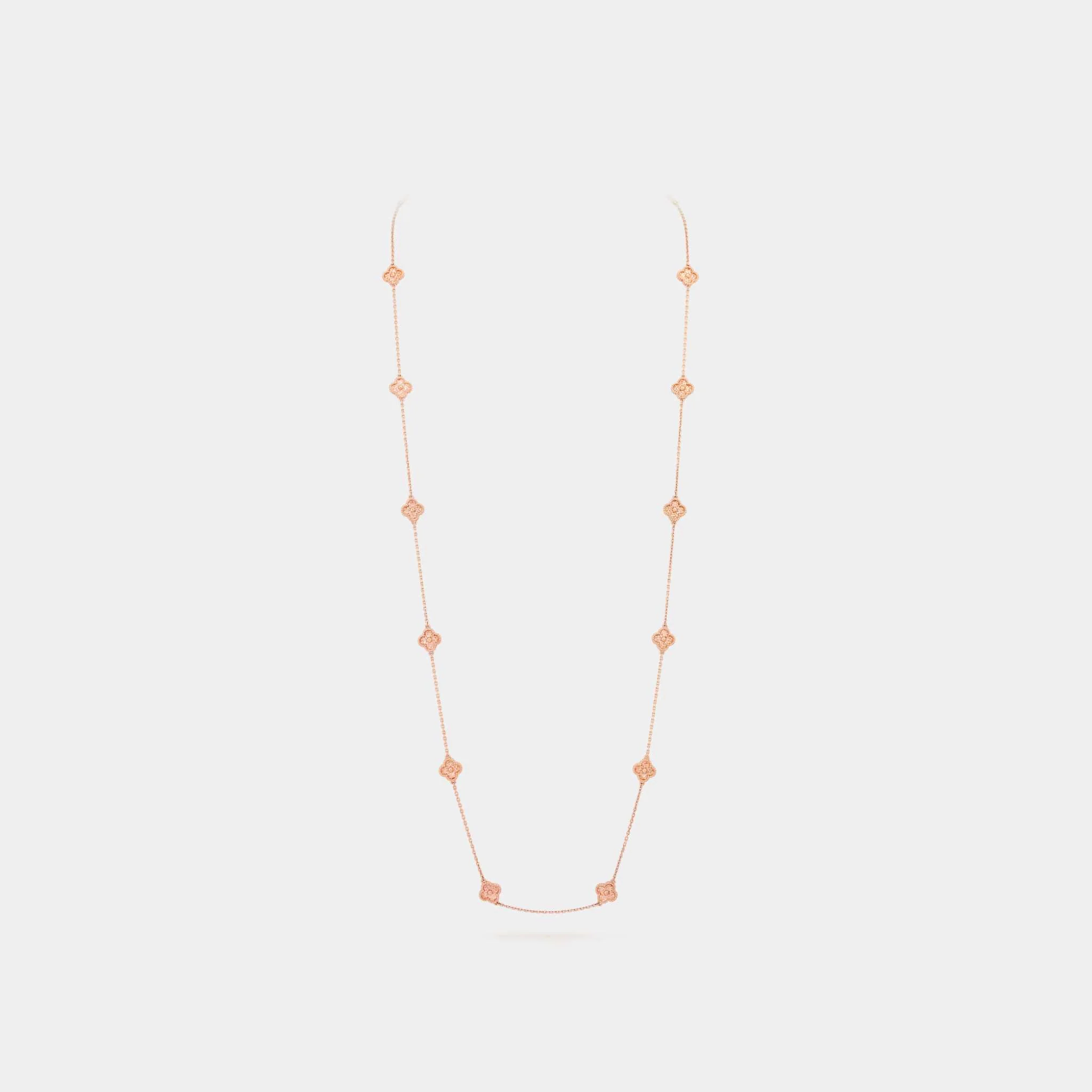Sweet Alhambra Long Necklace 16 Motifs Rose Gold
